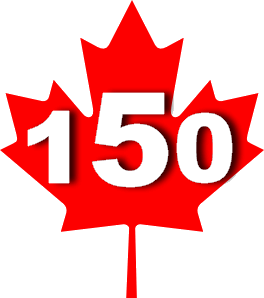 Canada 150 Maple Leaf white bold 150